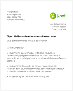 La résiliation d'un abonnement internet K-net