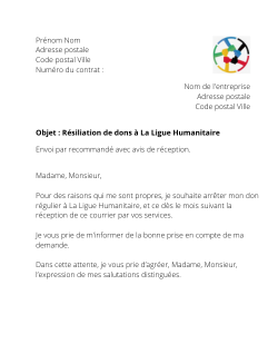 la lettre pour resilier un abonnement La Ligue Humanitaire