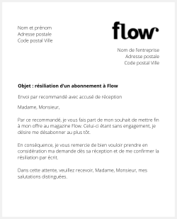 lettre resiliation flow