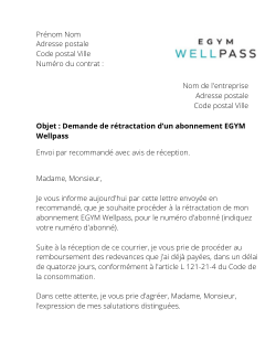 la lettre pour resilier un abonnement de sport egym wellpass