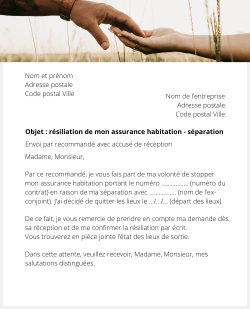 lettre resiliation assurance habitation separation divorce