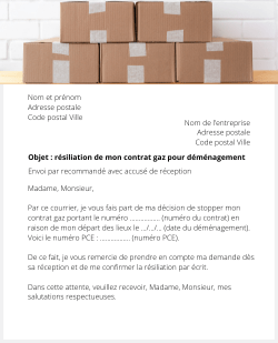 lettre resiliation contrat gaz demenagement