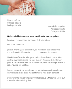 lettre resiliation mutuelle hausse tarif
