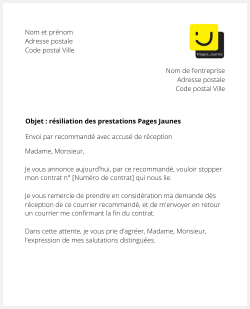 lettre resiliation pages jaunes