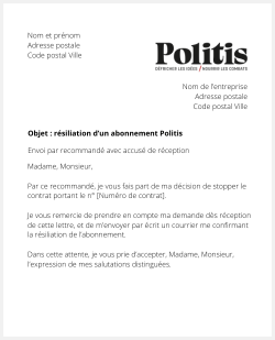 lettre resiliation abonnement politis
