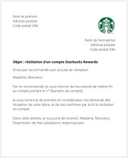 lettre resiliation starbucks rewards