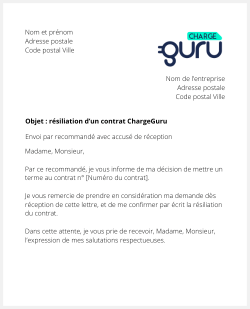 lettre resiliation chargeguru
