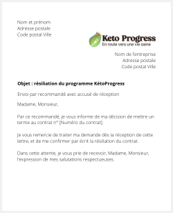 lettre resiliation ketoprogress