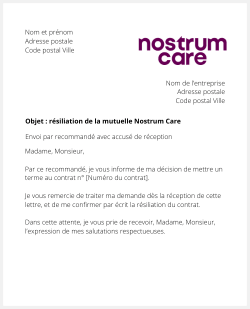 lettre resiliation nostrum care
