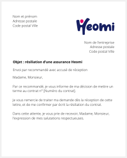 lettre resiliation assurance heomi (ex eca)