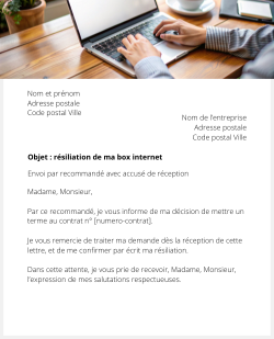 lettre resiliation box internet