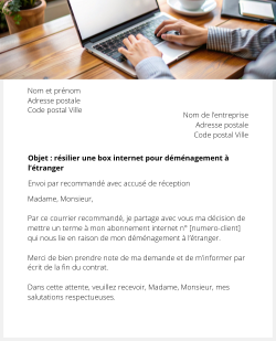 lettre resiliation box internet demenagement etranger