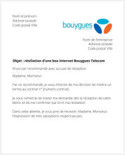 lettre resiliation bbox demenagement
