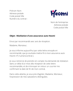 la lettre pour resilier un contrat auto heomi