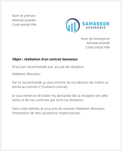 lettre resiliation assurance sante samassur