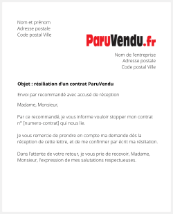lettre resiliation paruvendu