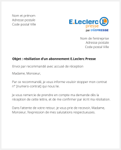 lettre resiliation eleclerc presse