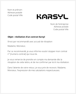 lettre resiliation Karsyl