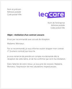 lettre resiliation leocare