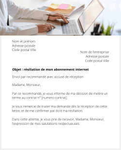 lettre resiliation internet