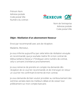 la lettre pour resilier une telesurveillance nexecur
