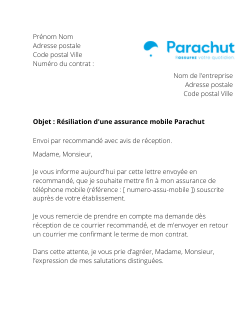 la lettre pour resilier une assurance mobile parachut