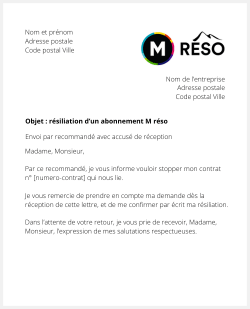 la lettre pour resilier un titre de transport m reso