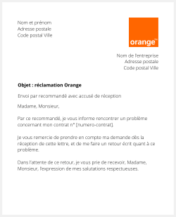 lettre reclamation orange