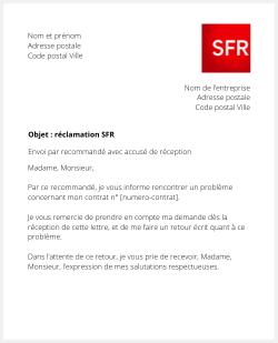 lettre reclamation sfr