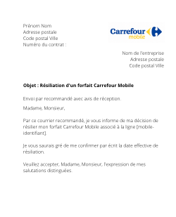 Lettre de résiliation Carrefour Mobile