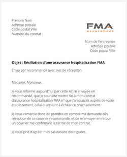 la lettre pour resilier une assurance hospitalisation fma