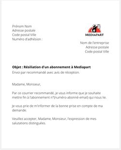 Résilier un abonnement Mediapart