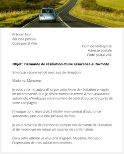 lettre resiliation assurance auto