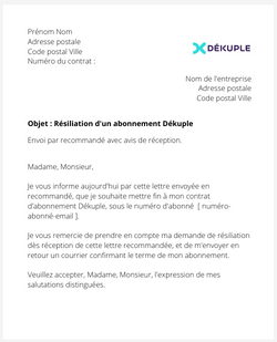 Résiliation Dékuple