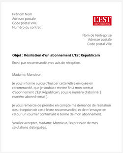 la lettre pour resilier un abonnement lest republicain
