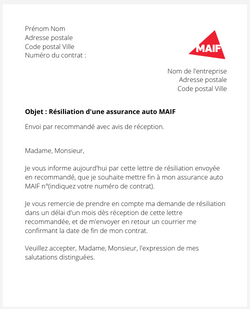 lettre resiliation contrat auto maif