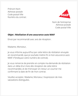 Résiliation d'un contrat auto MAIF