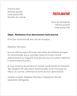 Se désabonner du magazine Auto Journal