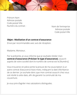 lettre resiliation assurance loi hamon
