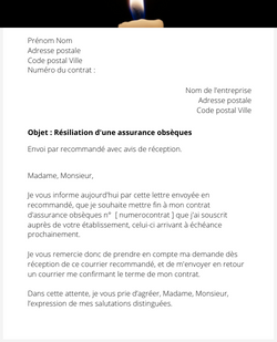 la lettre pour resilier une assurance obseques