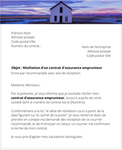 la lettre pour resilier une assurance emprunteur