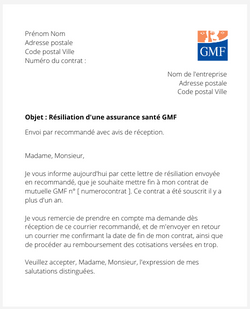 Résiliation d'une mutuelle GMF