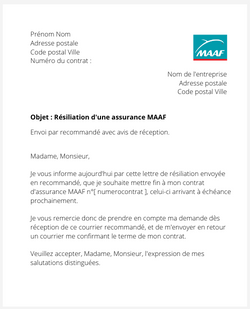 Résiliation d'une assurance MAAF