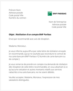 Clôture d'un compte BNP Paribas