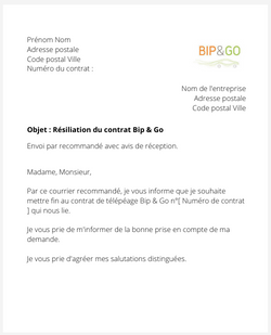 Résiliation d'un contrat Bip&Go