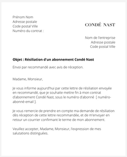 La résiliation d'un abonnement Condé Nast