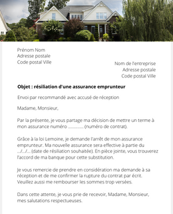 Lettre pour résilier une assurance emprunteur