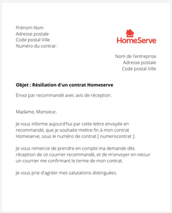 Résiliation d'un contrat Homeserve