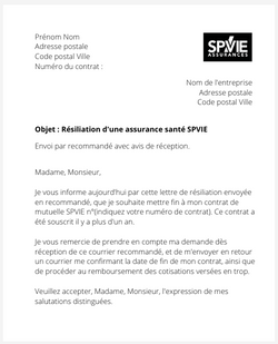 Résiliation d'une assurance santé SPVIE