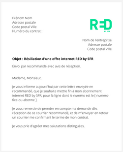 la lettre pour resilier une box internet red by sfr